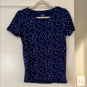 J. Crew Blue Fitted Cut Out Short Sleeve Tee